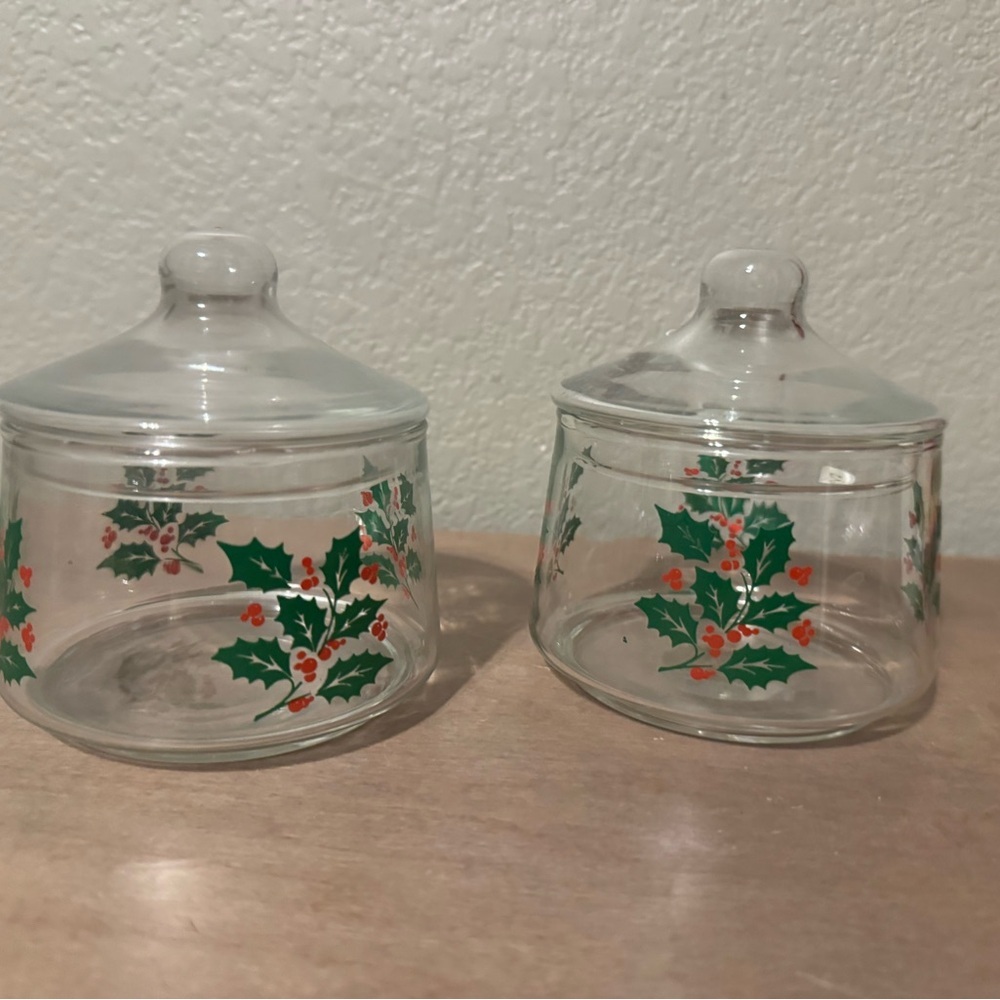 2 Vintage INDIANA GLASS Clear Glass Christmas Candy Dishes